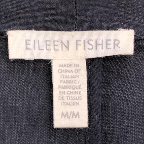 Eileen Fisher Blazer Womens M Charcoal Linen Blend Lightweight Jacket Stretch - Picture 12 of 14